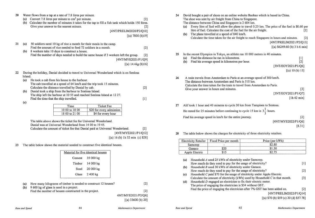 2023 Sec 4 NA NT Math Topical Revision / N Level Normal Academic Normal ...