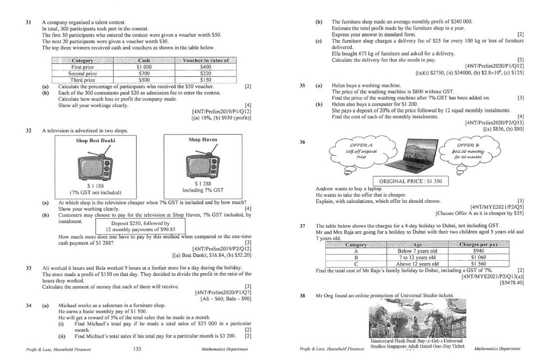 2023 Sec 4 NA NT Math Topical Revision / N Level Normal Academic Normal ...