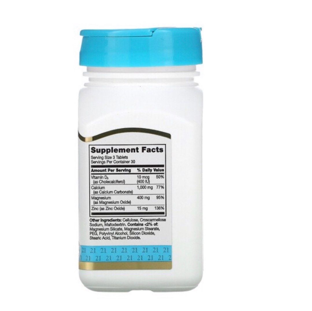 21st Century Calcium Magnesium Zinc + D3 90 tablets expiry date 02/2025