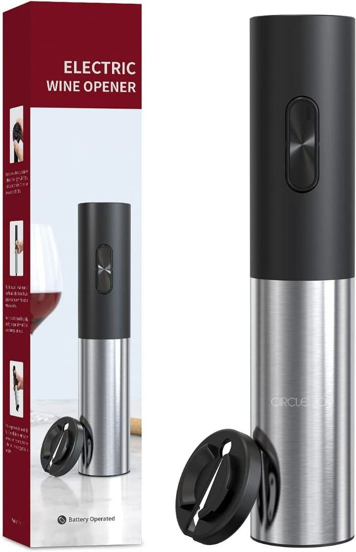 2228) CIRCLE JOY ELECTRIC WINE OPENER WITH FOIL CUTTER BATTERY OPERATED
