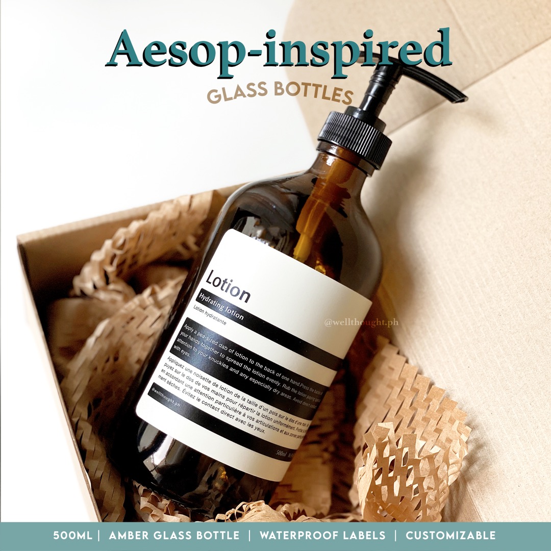 Aesopinspired Glass Pump Bottles/ Soap Alcohol Dispenser, Furniture