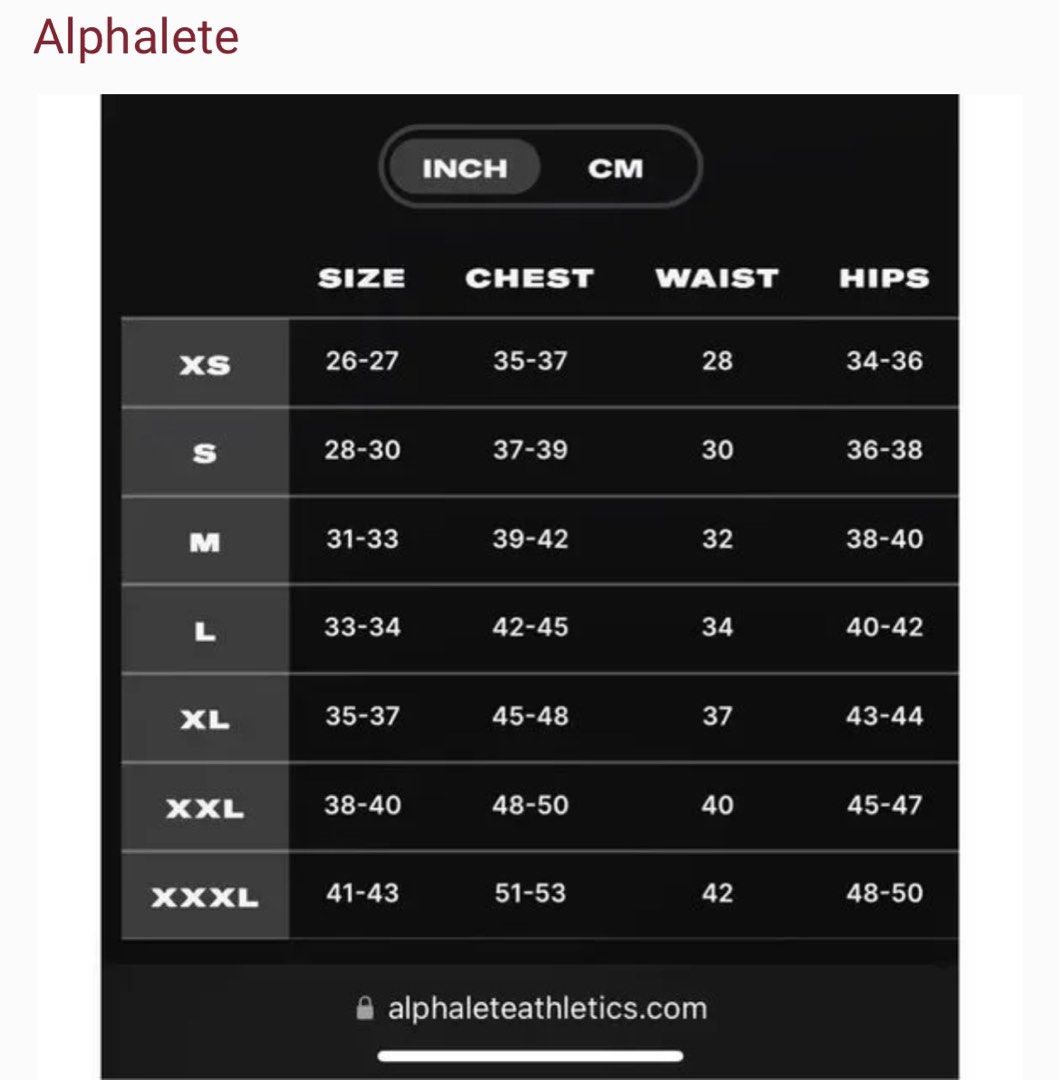 Alphalete Our Official Sizing Chart Is Now For This Batch, 56% OFF