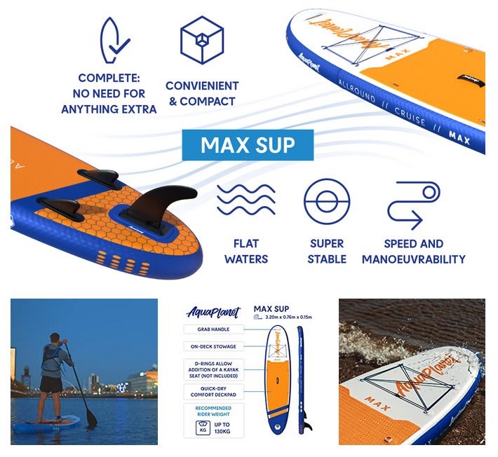 Inflatable Stand Up Paddle Board Kit Max 10.6 Foot, Sports