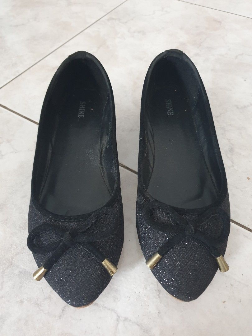 black glitter flats