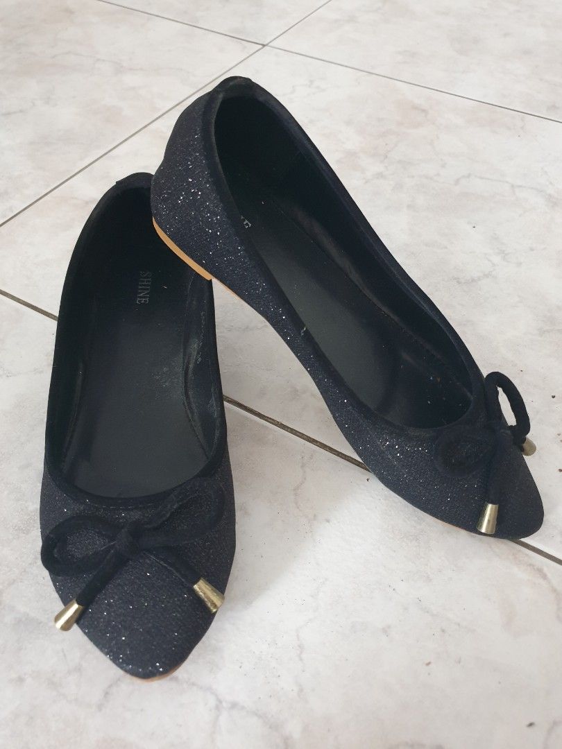 black glitter flats