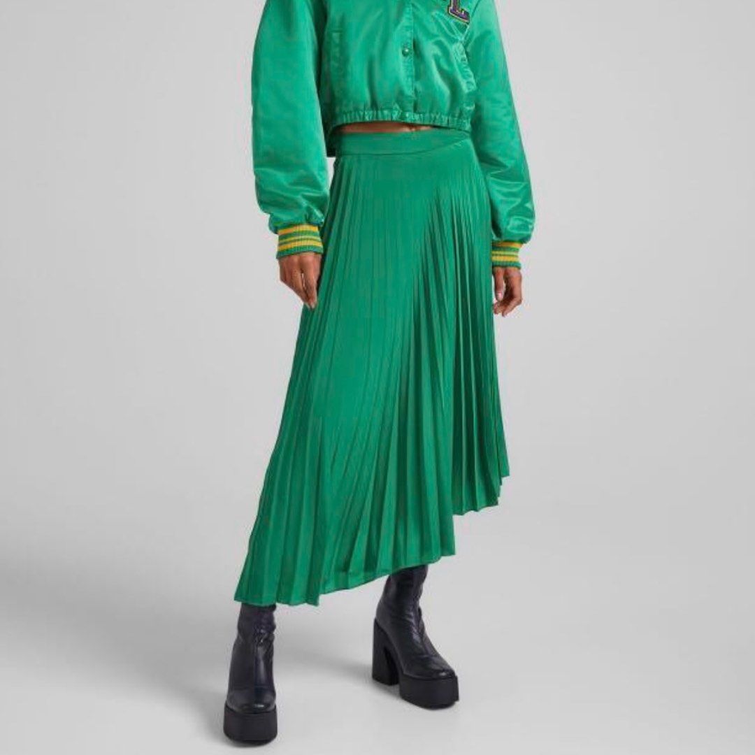 Bershka green hot sale midi skirt