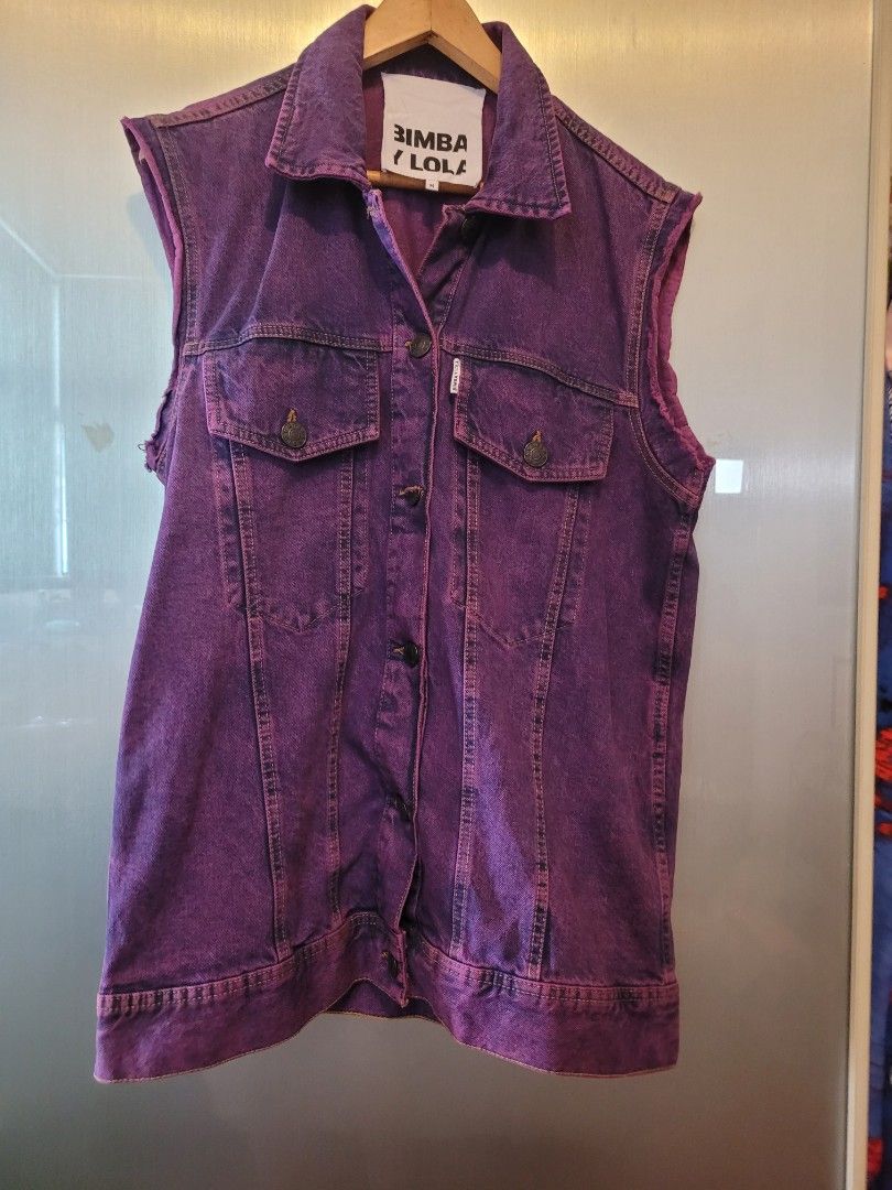 Purple denim top vest