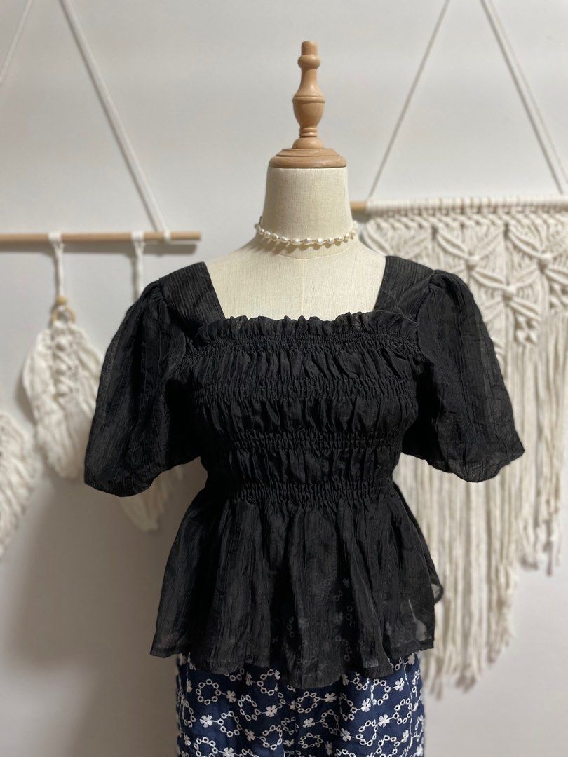 Black Baby Doll Top, Women's Fashion, Tops, Blouses on Carousell