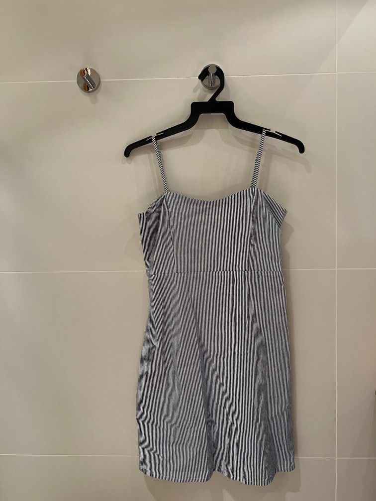 Brandy Melville blue and white striped Karla dress, Women's