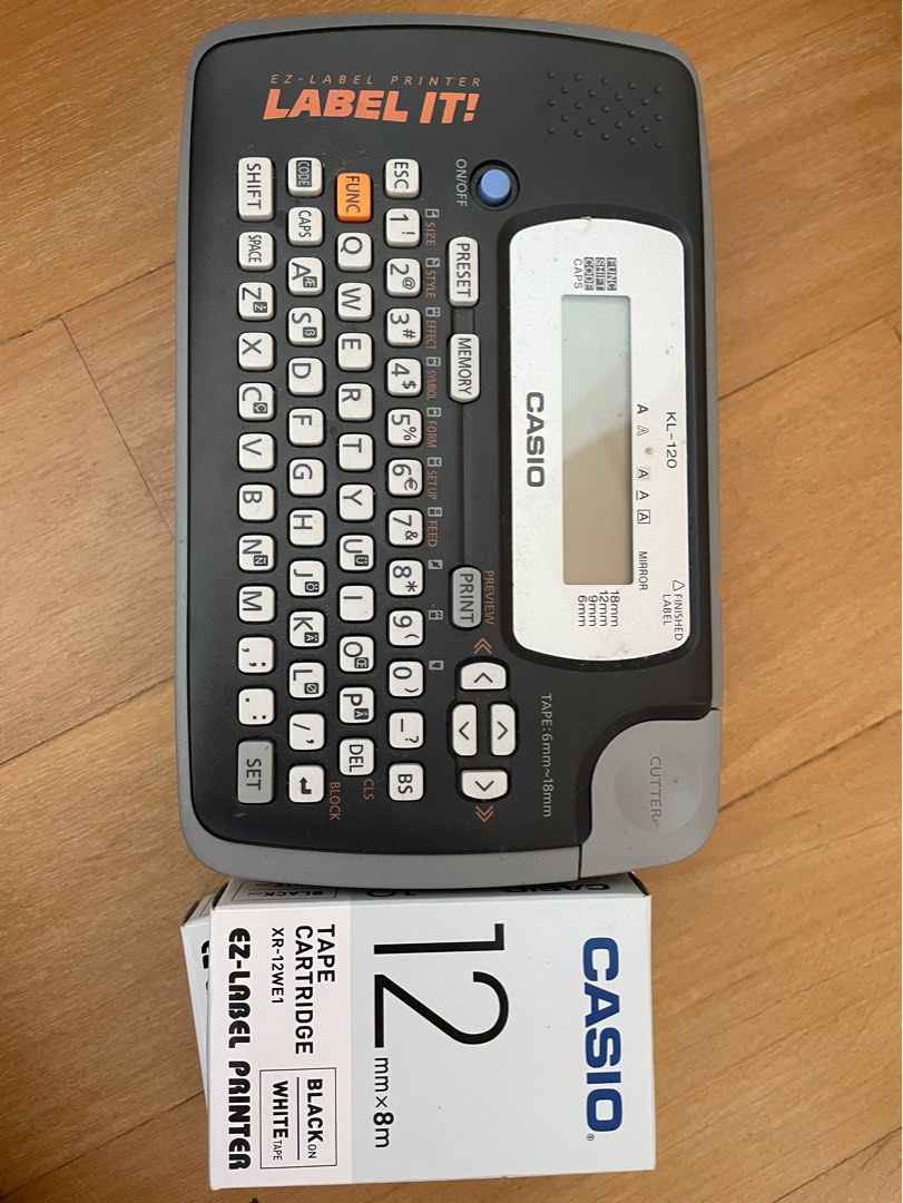 Casio Label printer + 2 x 12mm cartridge, Computers & Tech, Printers