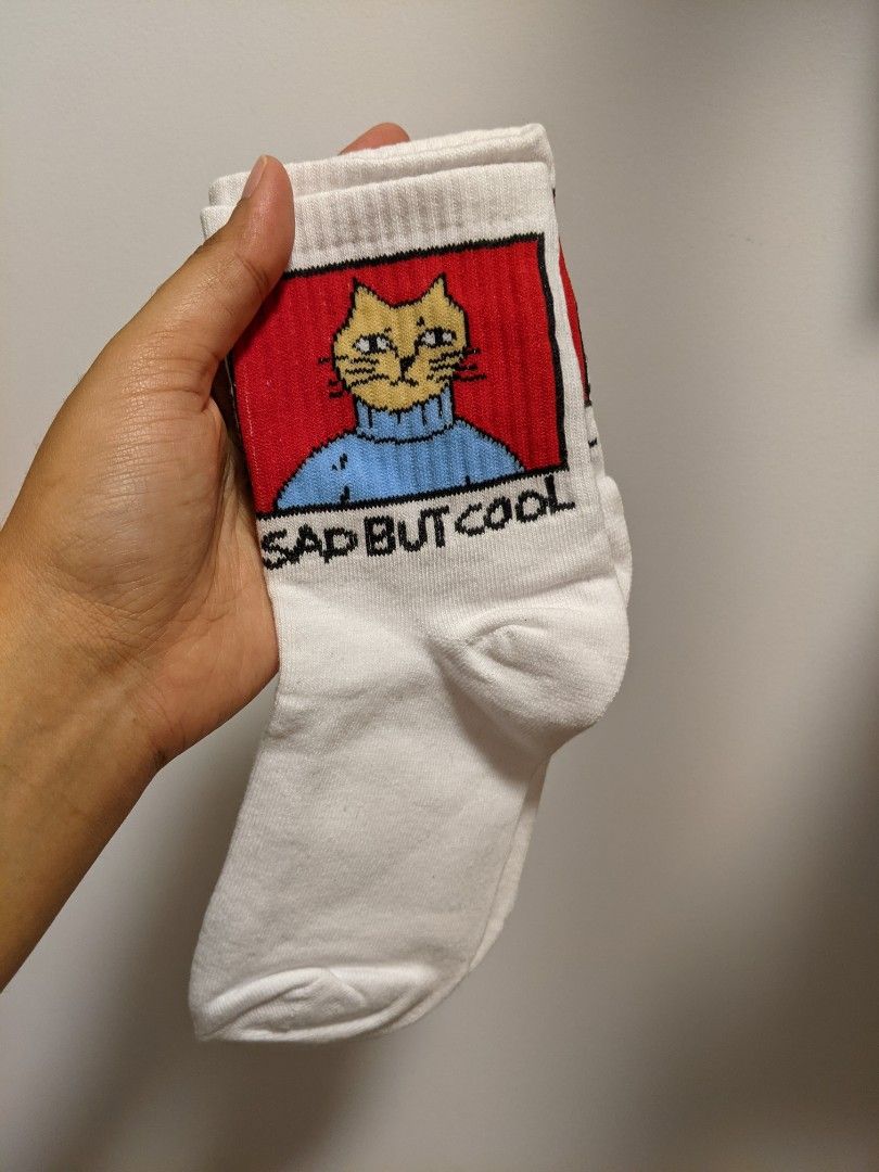 Cat socks in black & white, Women's Fashion, Watches & Accessories