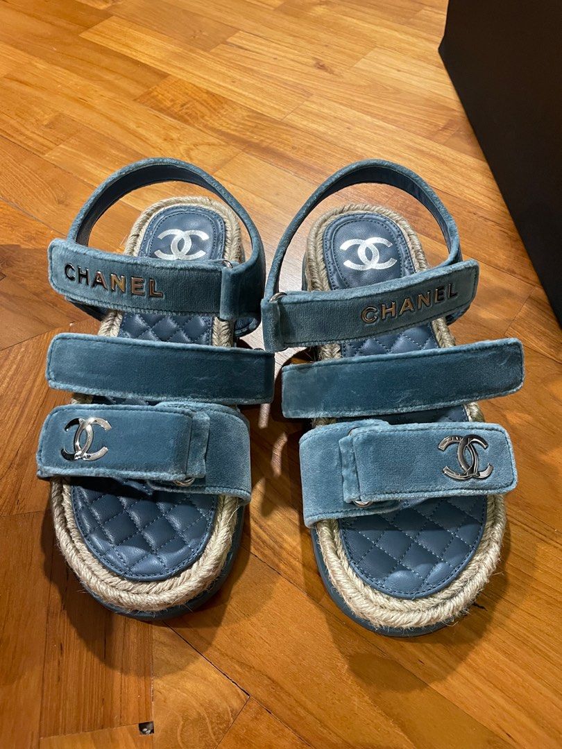 Sandals  Navy Blue  Lambskin  Alternative view  see standard sized  version  Girly shoes Fashion shoes Chanel shoes