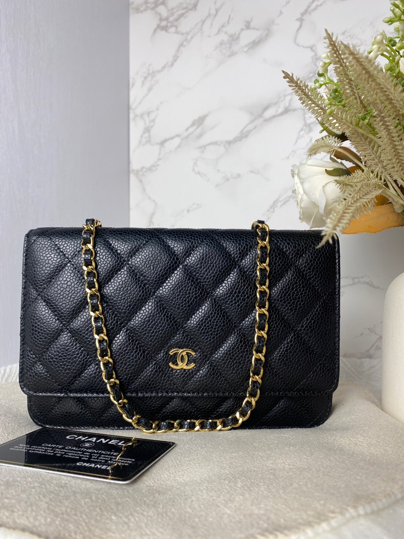 Chanel Quilted Wallet on Chain WOC Beige Caviar Gold Hardware – Coco  Approved Studio