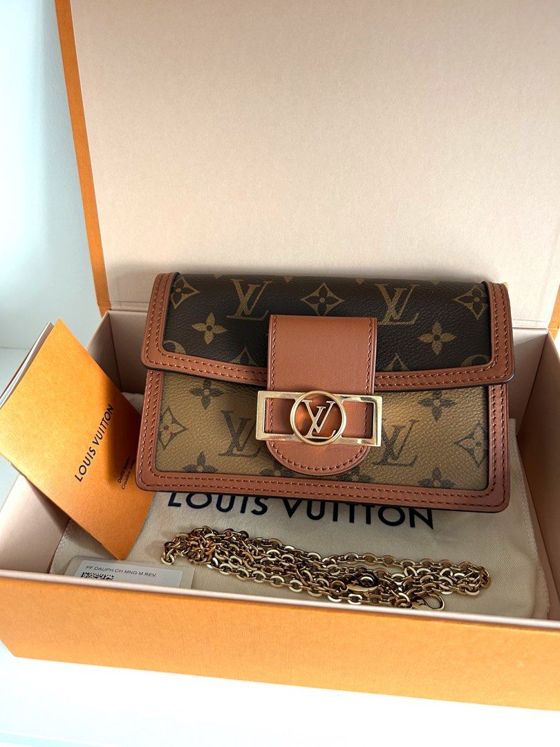 Authentic Louis Vuitton, Dauphine Mini Pochette Reverse, Wallet on Chain  (WOC)