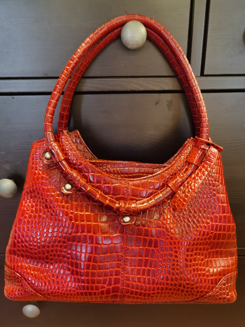 Clarks red leather handbag new arrivals