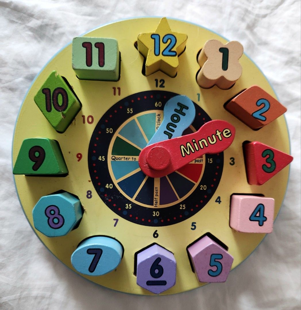 Clock Shape Game Clock toy to learn to tell time with shapes, Hobbies & Toys, Toys ...