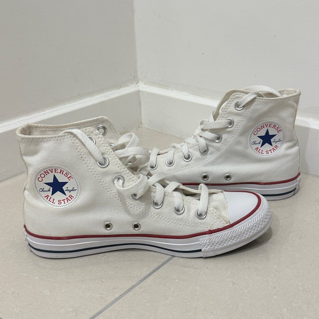 Used white sale high top converse