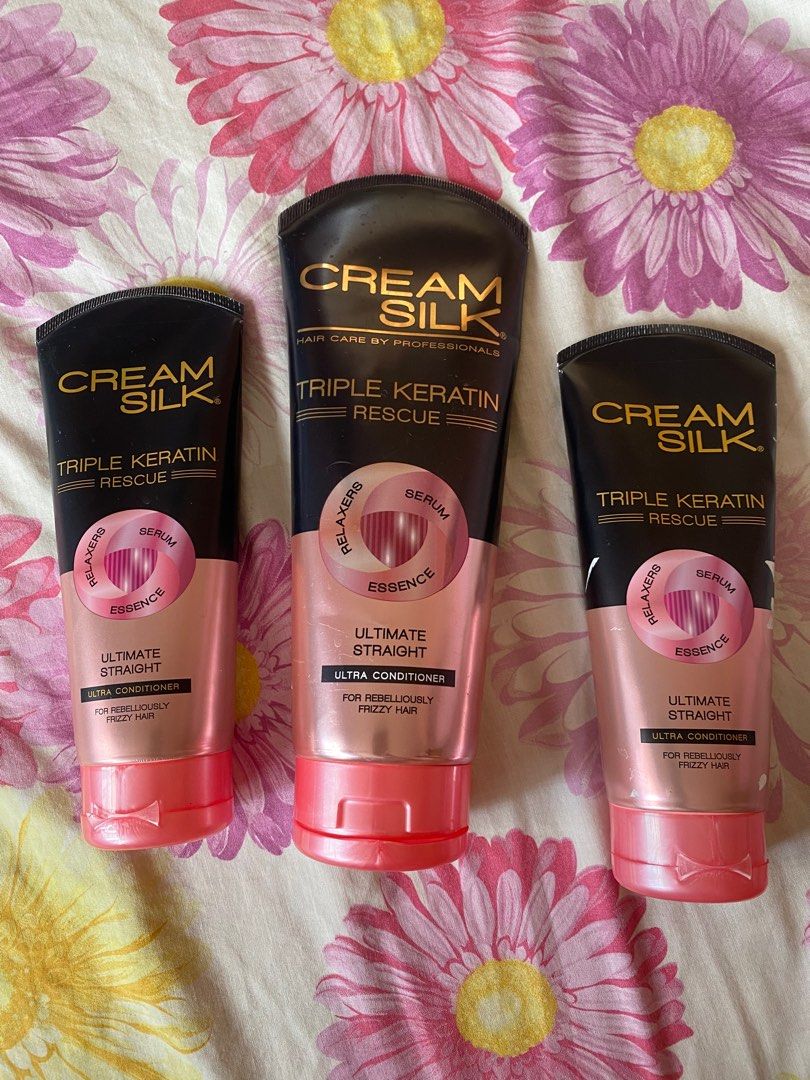 Cream Silk conditioners (Category: Hair) located in Quezon City. Submitted by crizm (Listing ID 1225359308, Image 1). Description: Selling these since I already changed my conditioner due to current hair condition (permed hair).