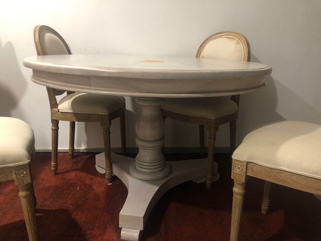 Dining Table Set (Category: Other Home Furniture) located in Singapore. Submitted by snapcase76 (Listing ID 1225488957, Image 2). Description: Dining Table Set.Slight stain in middle Self collect. Please arrange transport & labour.