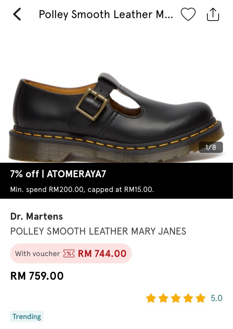 Dr.Martens Polley Smooth Leather Mary Janes Women s Fashion