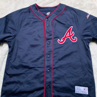 Atlanta Braves Size SMALL Dark Blue Short Sleeve Jersey Shirt #13