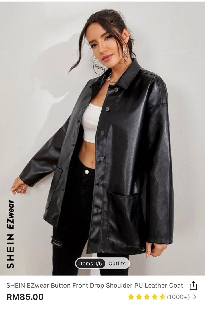 Faux leather jacket shein Clearance