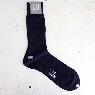 日本正版中古DUNHILL LOGO圖案款 寶藍色長襪子 西裝正裝629386035325461125