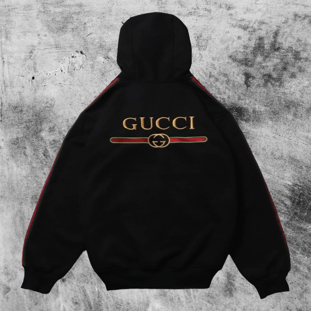 Hoodie Gucci Taped Zip Hitam
