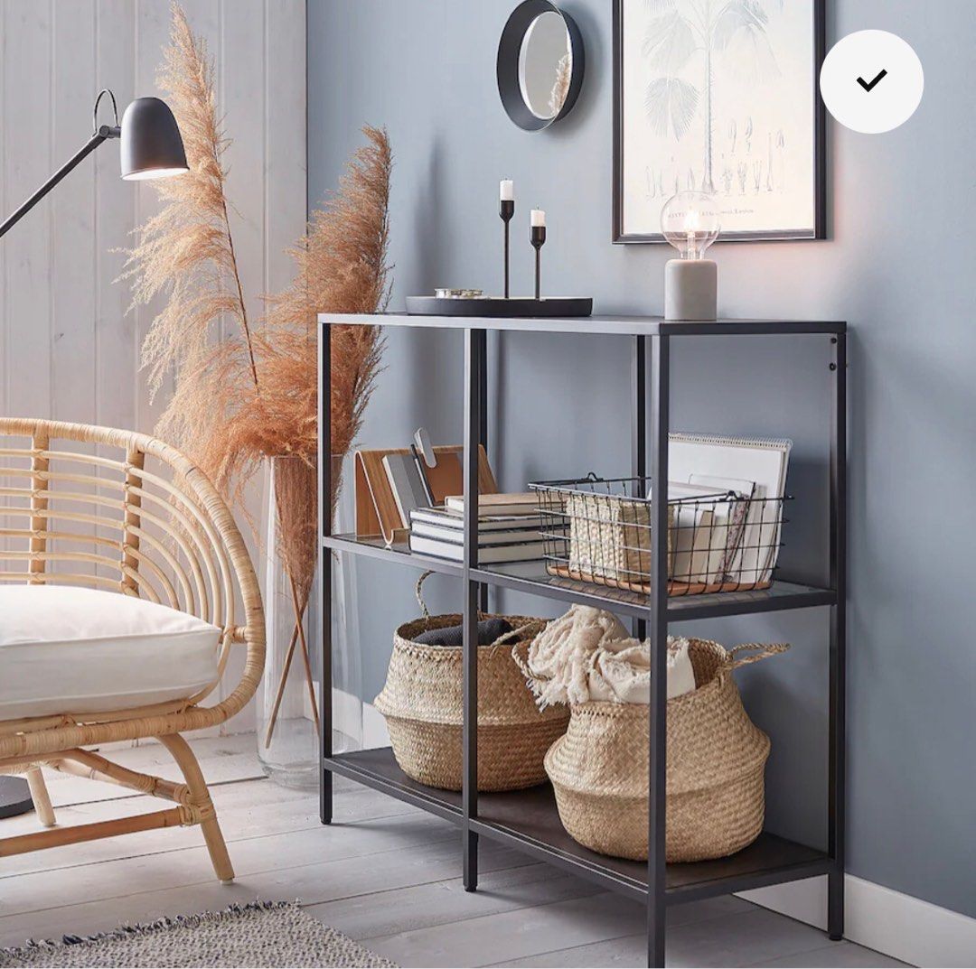 Ikea black metal shelf, Furniture & Home Living, Furniture, Shelves