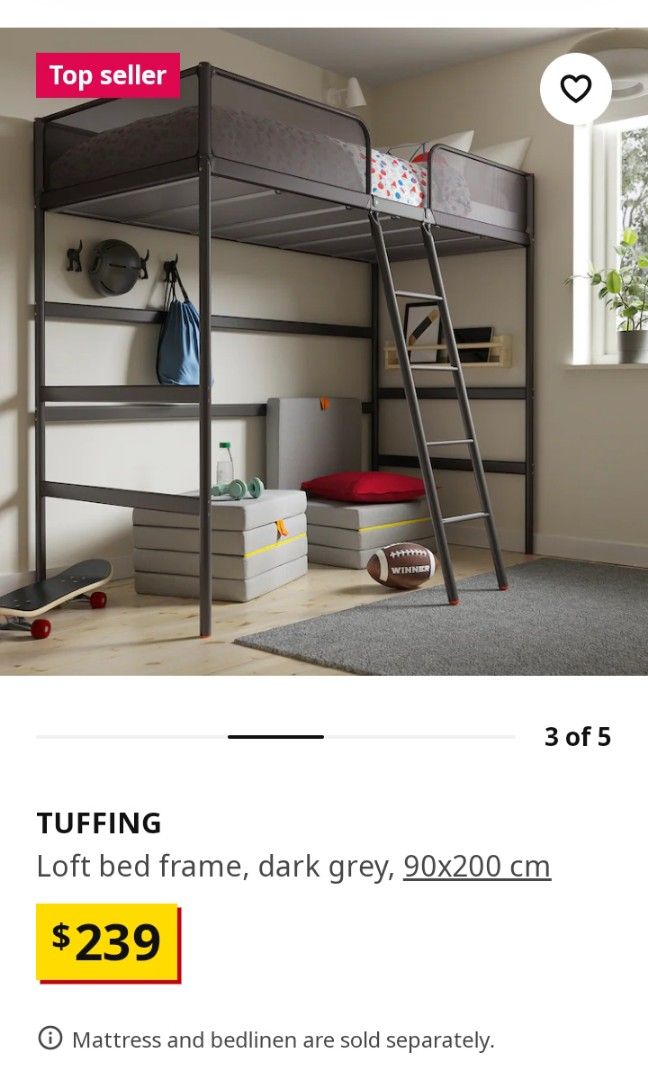 Ikea Loft Bed Frame, Furniture & Home Living, Furniture, Bed Frames & Mattresses on Carousell