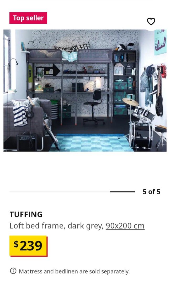 Ikea Loft Bed Frame, Furniture & Home Living, Furniture, Bed Frames & Mattresses on Carousell