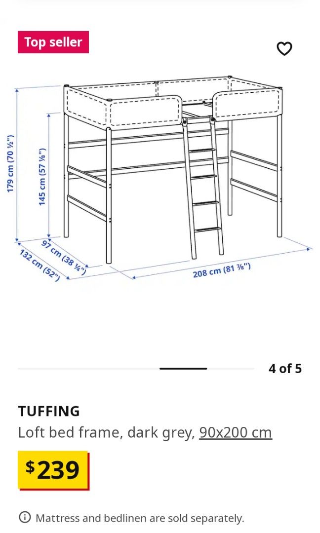 Ikea Loft Bed Frame, Furniture & Home Living, Furniture, Bed Frames & Mattresses on Carousell