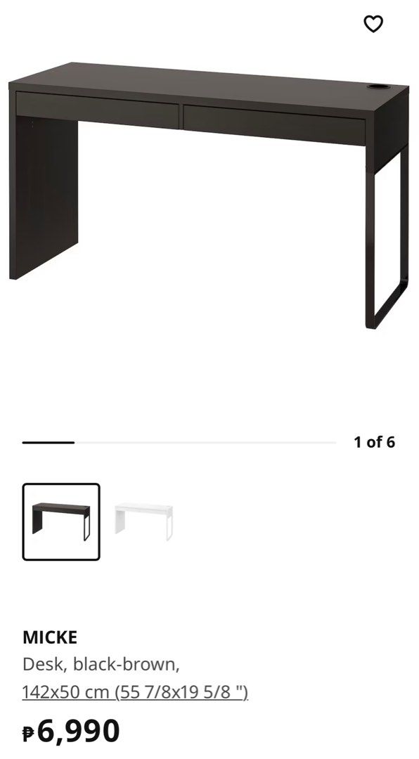 Ikea MICKE blackbrown desk (long) 142cm x 50cm, Furniture & Home Living, Office Furniture