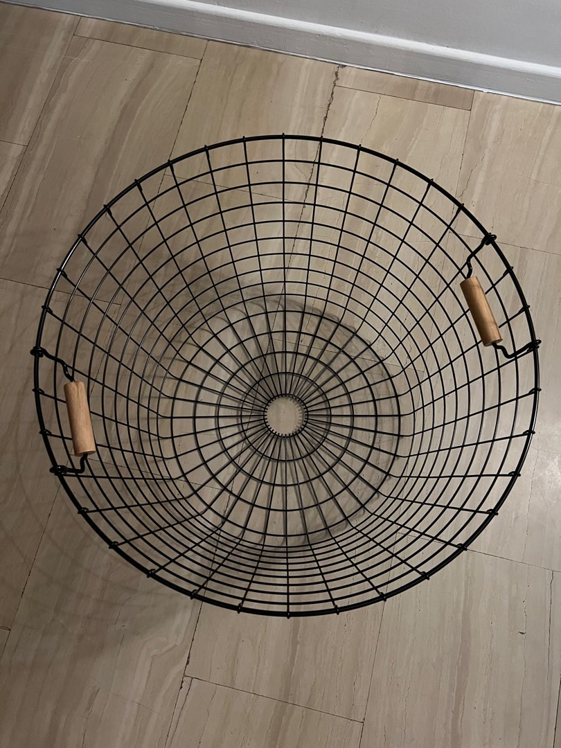 Ikea Natade round wire storage basket with handles, Furniture & Home