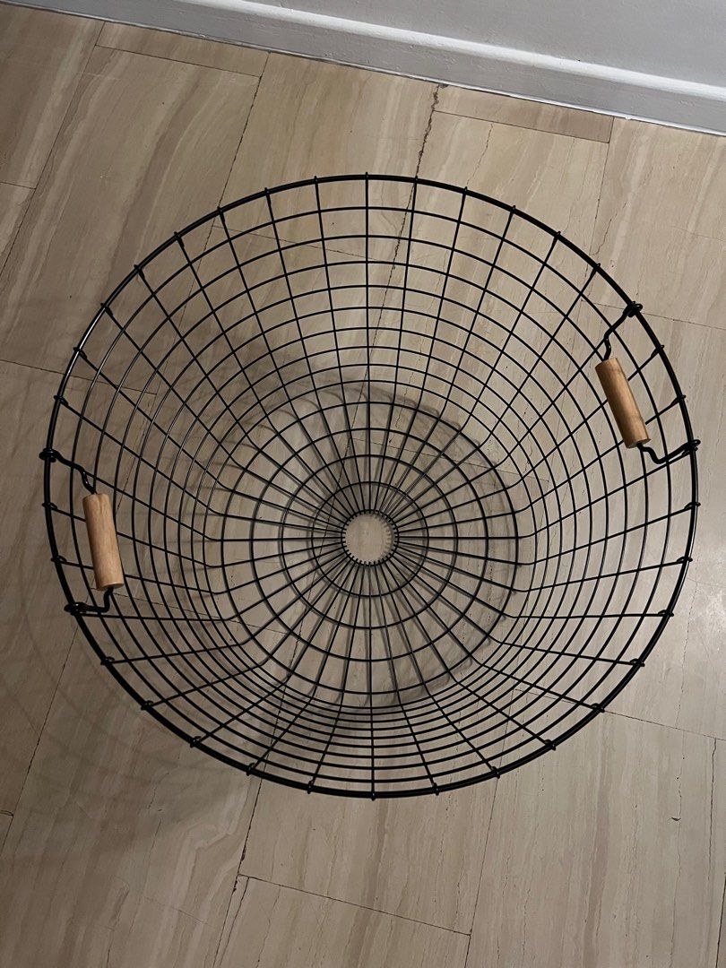 Ikea Natade round wire storage basket with handles, Furniture & Home