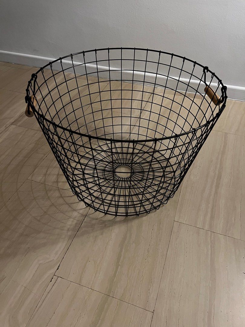 Ikea Natade round wire storage basket with handles, Furniture & Home