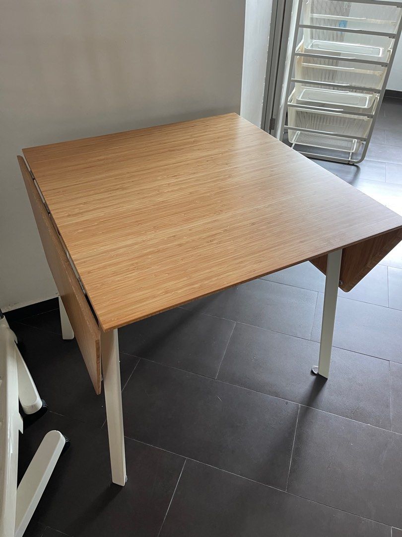 IKEA PS 2012 Drop-leaf table, bamboo/white, Furniture & Home Living ...