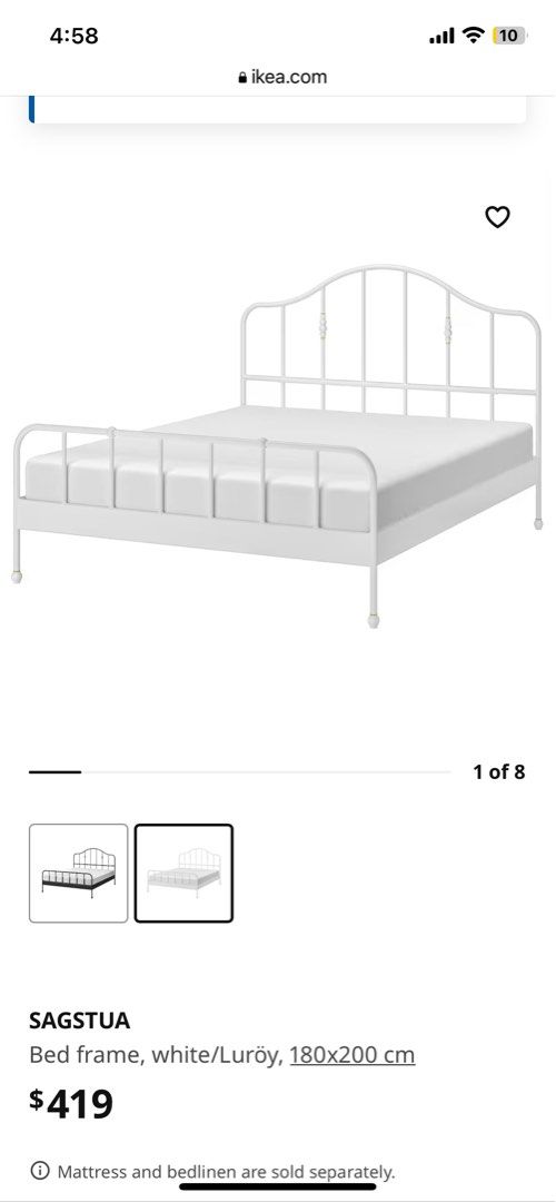 Ikea queen size bed frame&mattress together, Furniture & Home Living