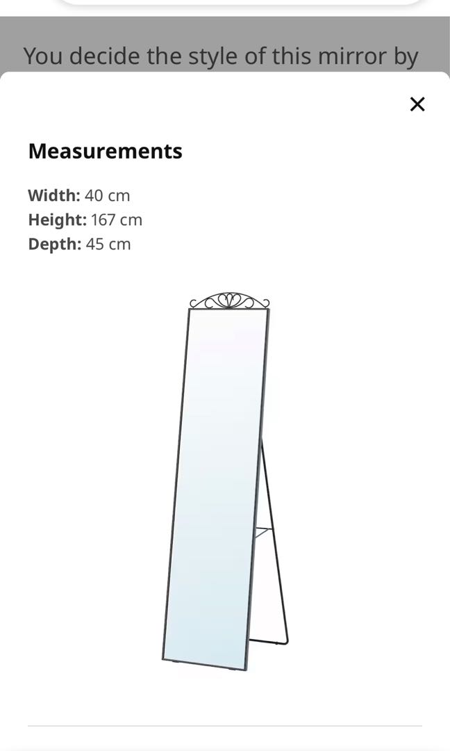 IKEA Standing Mirror, Furniture & Home Living, Home Decor, Mirrors on