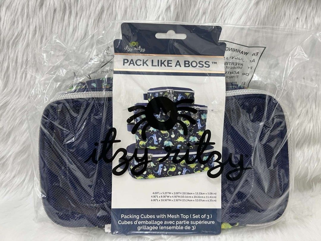 Itzy Ritzy 3pc Packing Cubes - Raising Dinos, Women's Fashion, Bags ...