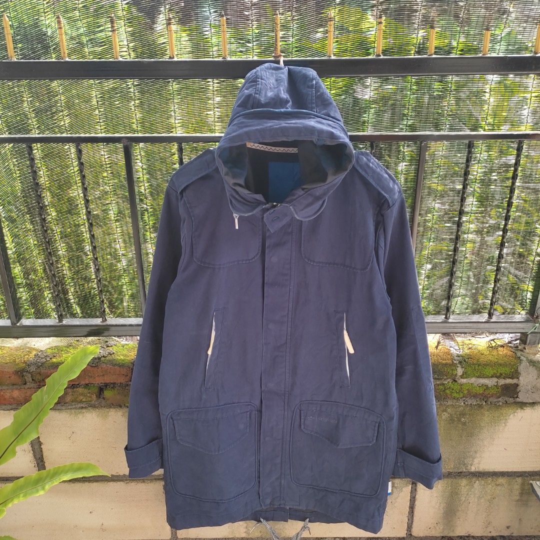 Jaket M parka adidas Trifoil warna navy canvas tebal