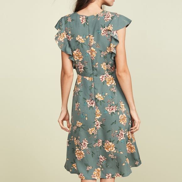 J.O.A.Green Floral Wrap Midi Dress Women s Fashion Dresses