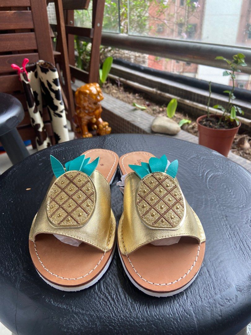 Kate Spade Gold Pineapple leather sandals Carousell