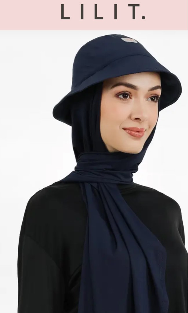 LILIT ACTIVEBucket Hat Hijab in Navy, Women's Fashion, Watches