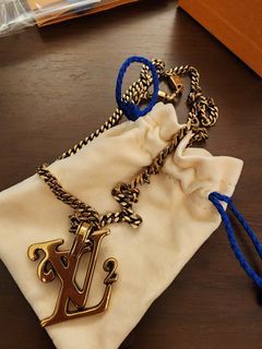LOUIS VUITTON x NIGO Collier Squared LV Gold Necklace Squared Pendant Chain