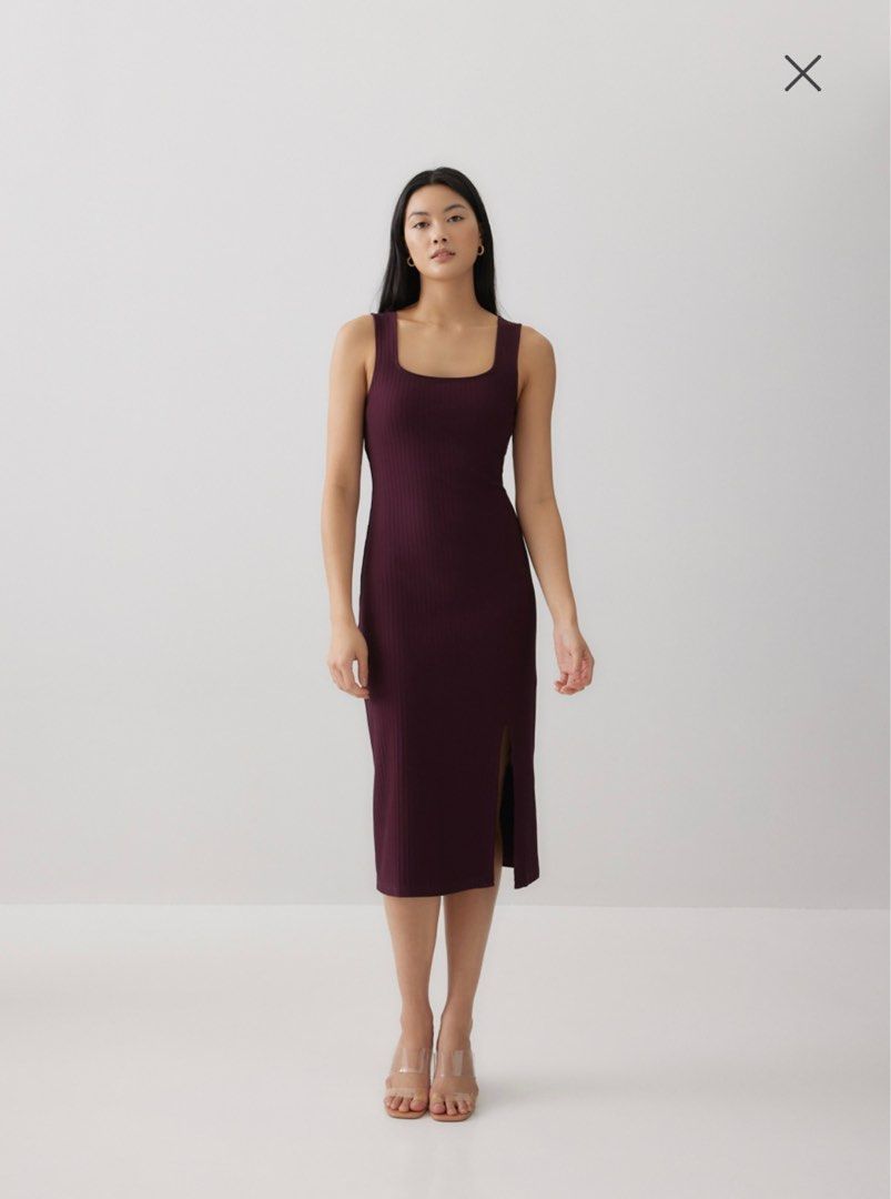 strapless open back dress Love, Bonito Purple Cotton Fit & Flare Dress – Thryft