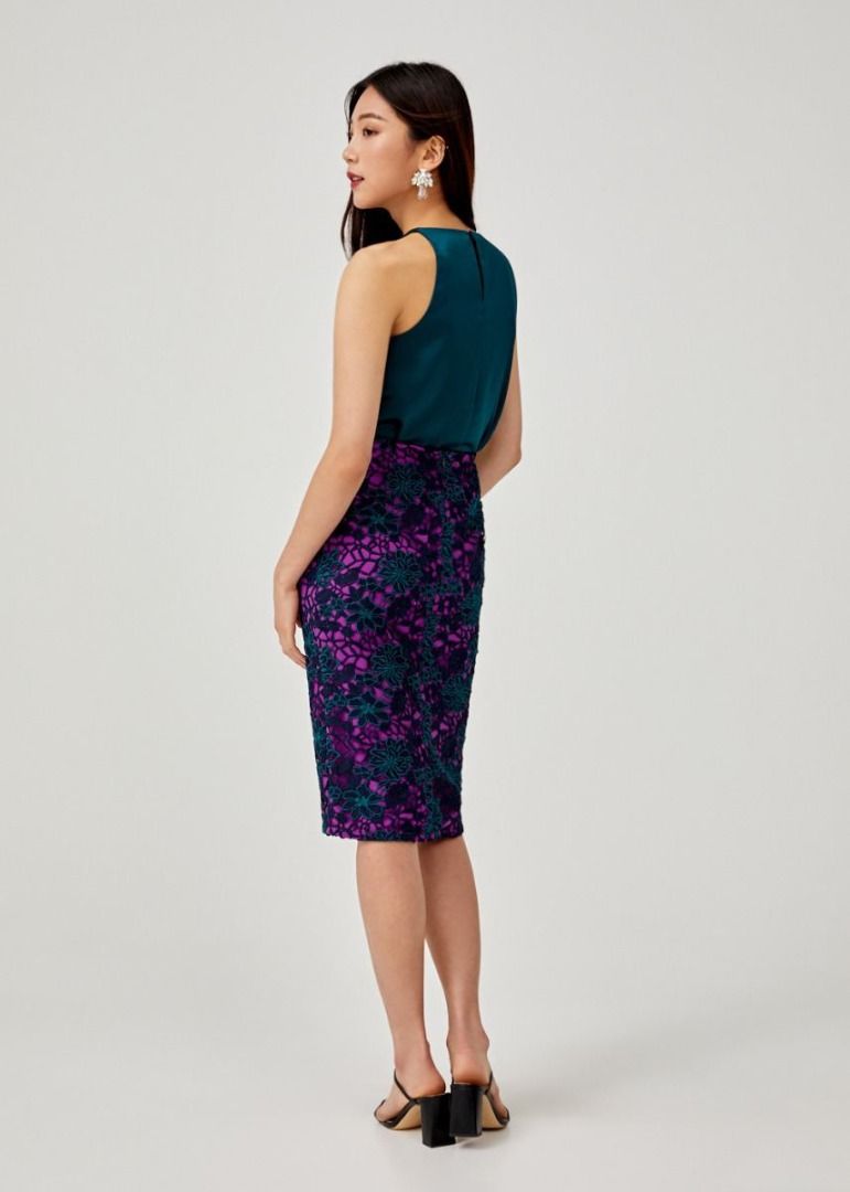 Love Bonito Lilika Contrast Floral Lace Overlay Midi Skirt LB Women s Fashion Bottoms Skirts on Carousell