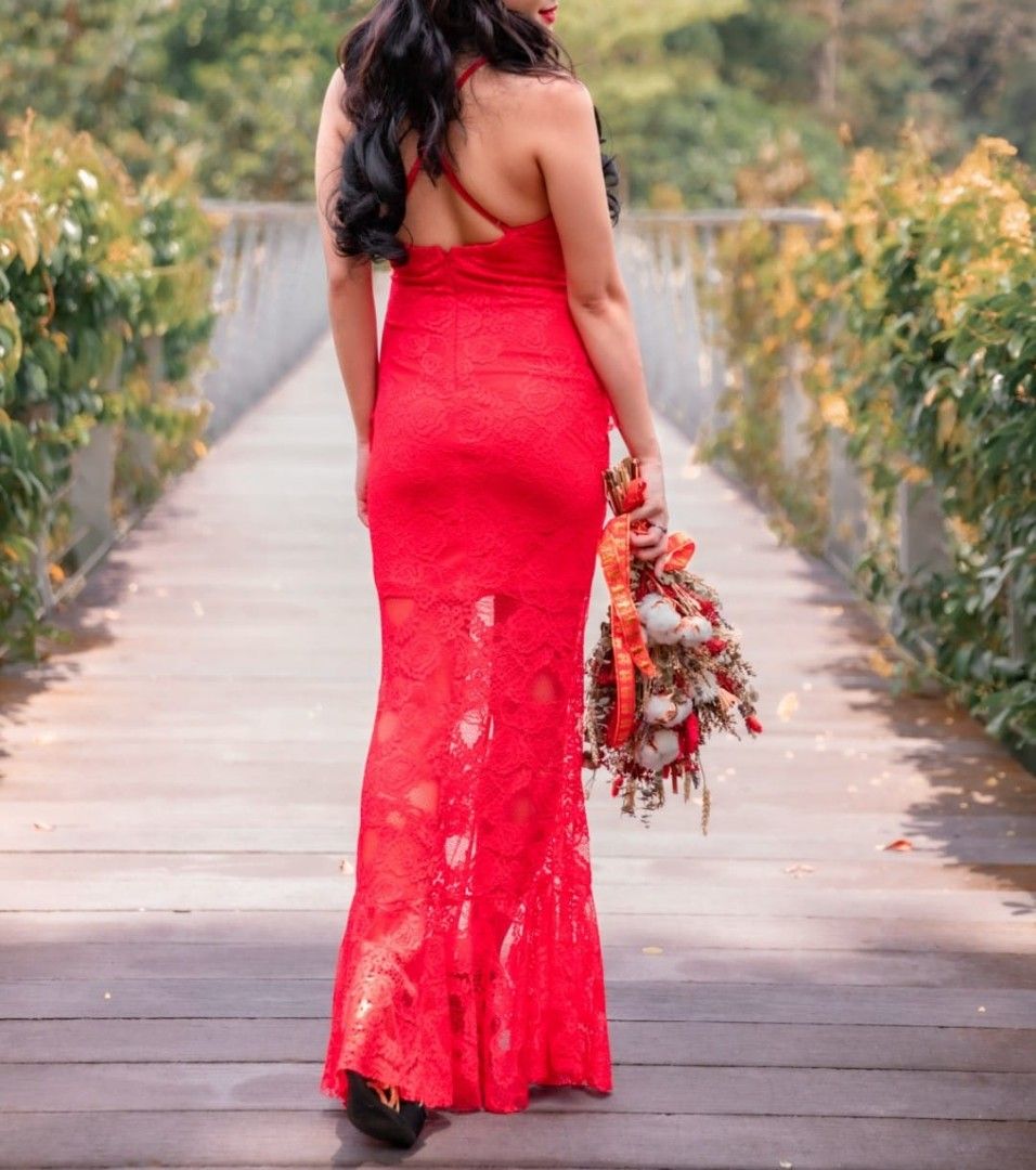 Red lace new arrivals evening dress