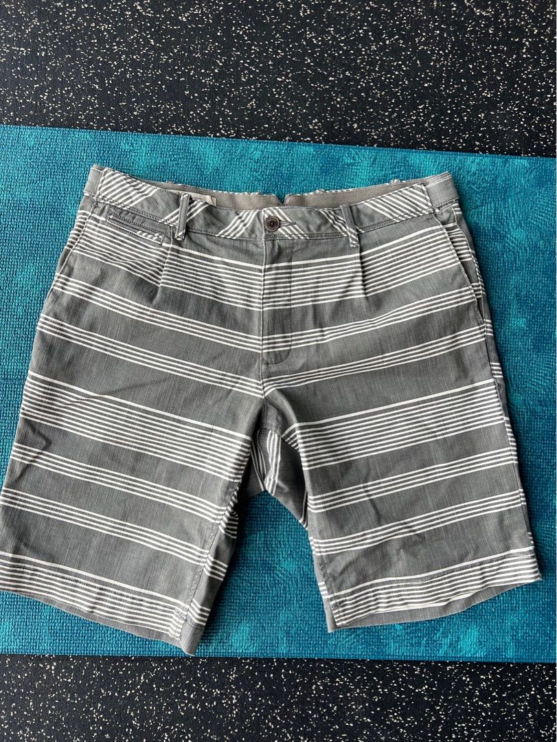 Mango Man Mens striped cotton grey shorts Bermuda for men size