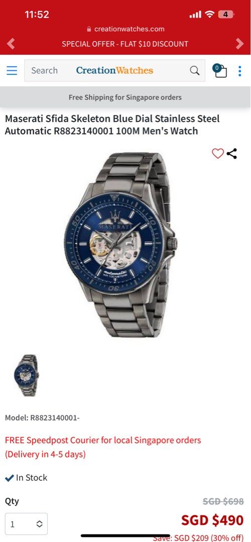 Creation watches hotsell shipping